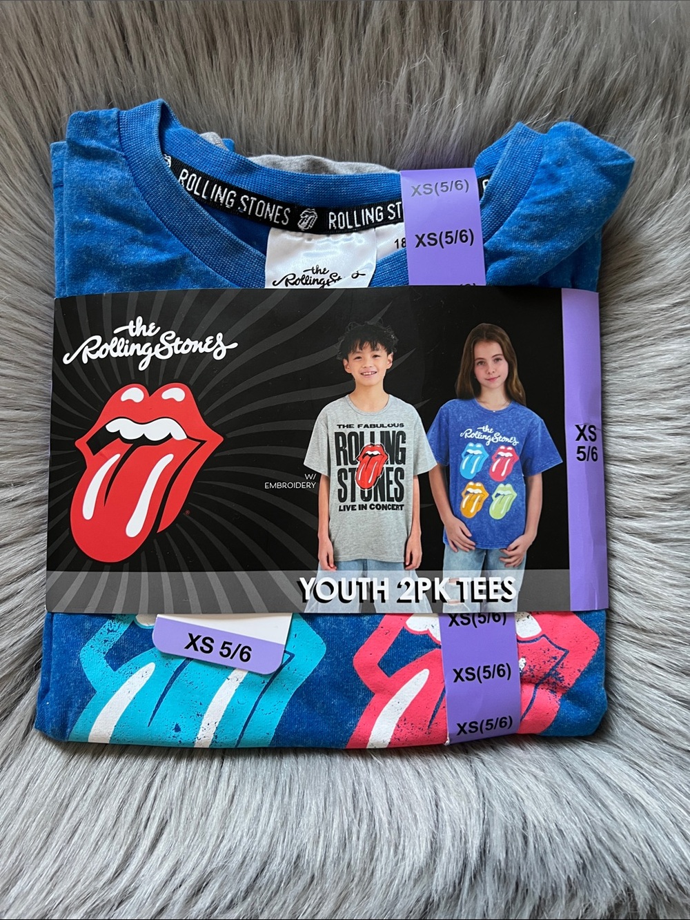 NWT The Rolling Stones Youth 2-Pack Tees - Blue & Gray sz XS